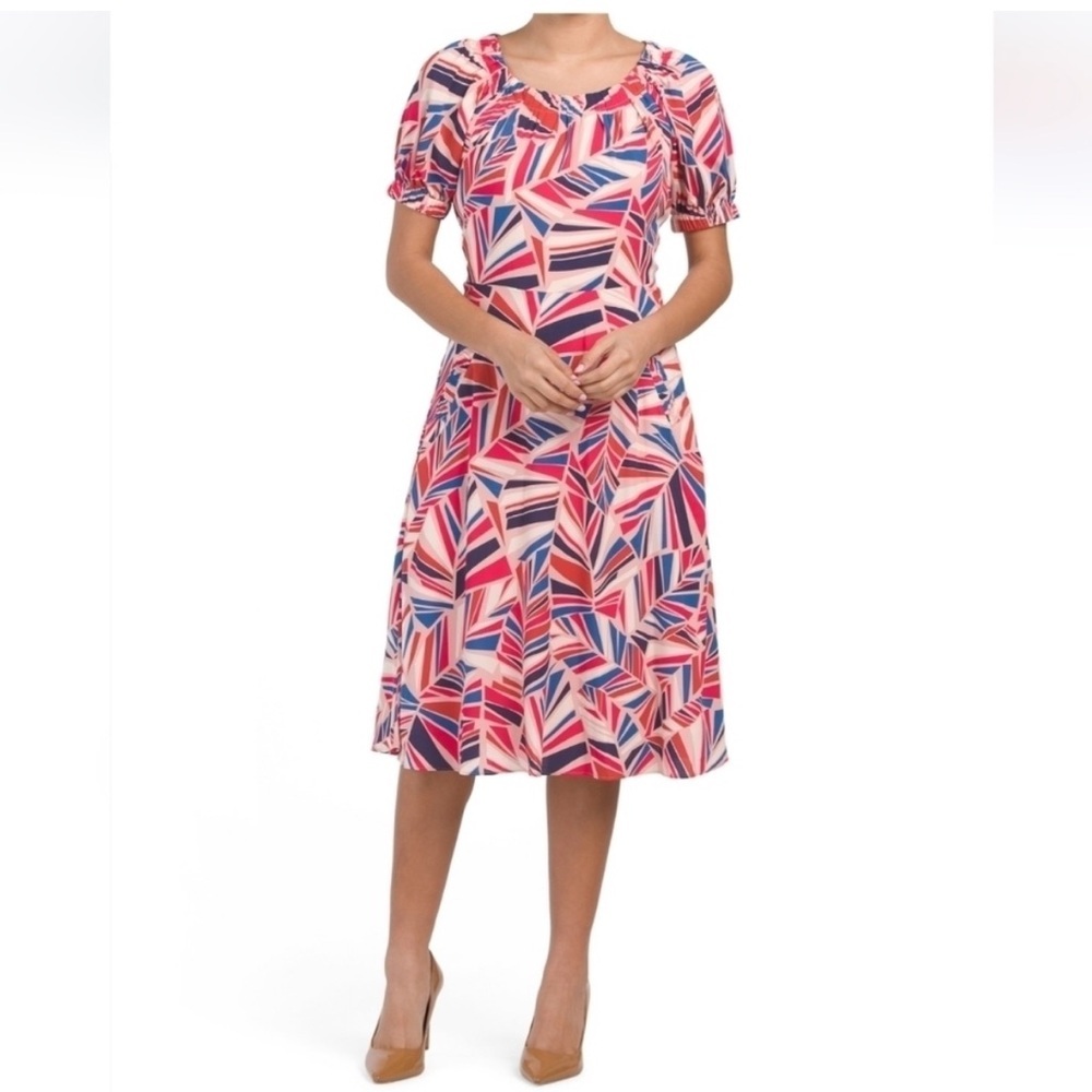 Maggy London Colorful Abstract Print Midi Dress